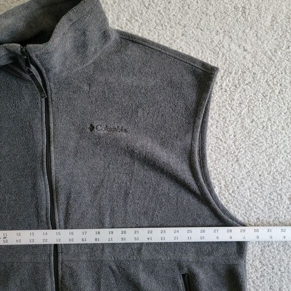 Columbia Mens Vest Full Zip Sleeveless Fleece Collared Pocket XXL Gray Poly - Picture 4 of 7